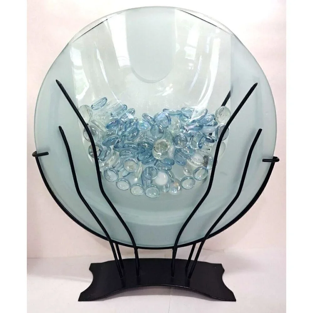 Glass Flower Vase for Artificial Flowers Only or Glass Marbles with Metal Stand